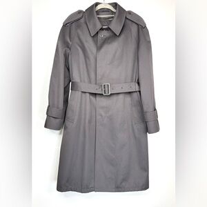 Vintage Men’s Oleg Cassini Black Label Trench Coat Zip Thinsulate Liner 38 Short